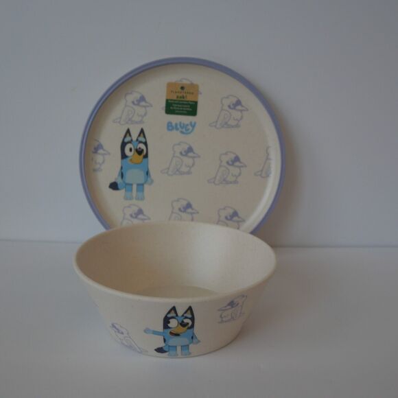 NEW Bluey 8 Piece Set Dinner Plate and Bowl Matching Set Zak Bamboo 4 Colors - Picture 4 of 13